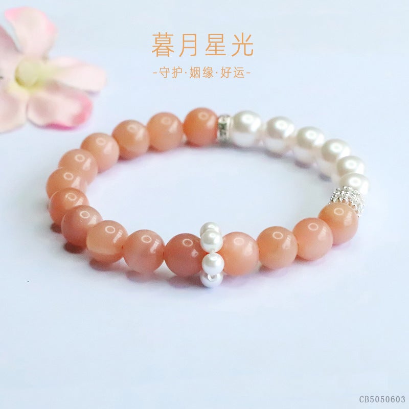 Guan Yu Natural Crystal Bracelet Orange Moonstone Bracelet Gemstone Live Streaming Supply S5050603 - Image 2